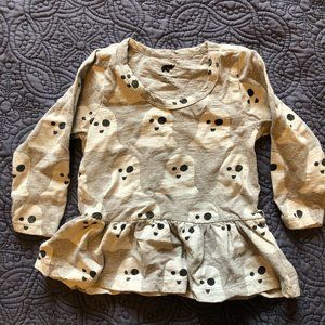 EUC Monica + Andy 18-24mo Ghost pattern long-sleeve peplum top
